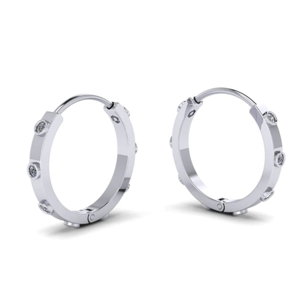 Huggie Hoops with Lab Grown Diamonds - Sterling Silver